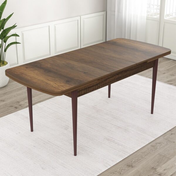 Concept Ram Serisi MDF 80 x 132 cm Açılabilir Masa Takımı, Barok Ahşap Desen Masa 6 Sandalye