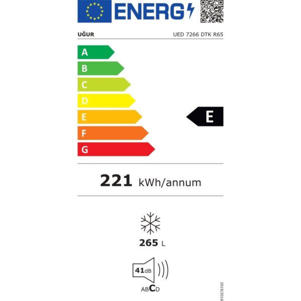 Uğur Ued 7266 Dtk R65 E Enerji Sınıfı 265 lt Statik Dikey Derin Dondurucu