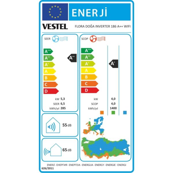 Vestel Flora Doğa Inverter 186 WiFi A++ 18000 BTU Duvar Tipi Klima
