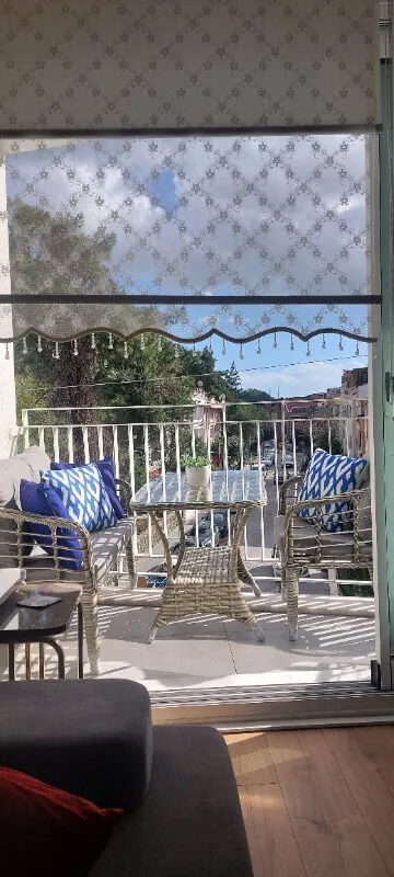 Kartepe 2 1 1 Rattan Bahçe Balkon Takımı,kahve Örgü/krem Kumaş