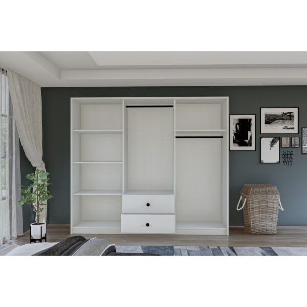 Metalia Gm 036 Lüx 6 Kapı 2 Çekmeceli Düğme Kulplu Aynalı Gardırop