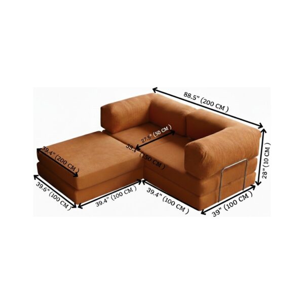 MONAMI Dechome Yeny Fitilli Kadife | Köşe Koltuk | 200X200 Köşe Takımı | Modüler Köşe Takımı | Yataklı L Koltuk | Fitilli Kadife | Kılıflar Yıkanabilir