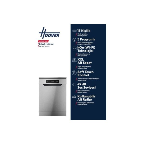 Hoover HF 3E9L0X2-17 5 Programlı Wi-Fi Bağlantılı Bulaşık Makinesi