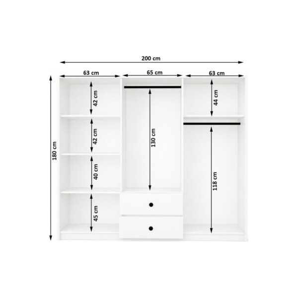 Metalia 6 Kapılı Beyaz Gardırop Suntalam Malzemeden 2 Çekmeceli Modern Tasarım