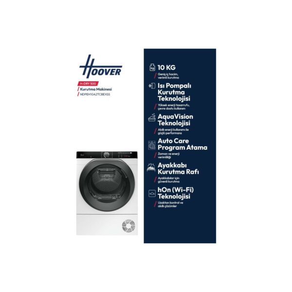 Hoover NDPEH10A2TCBEXSS 10 kg Wi-Fi Bağlantılı Isı Pompalı Kurutma Makinesi