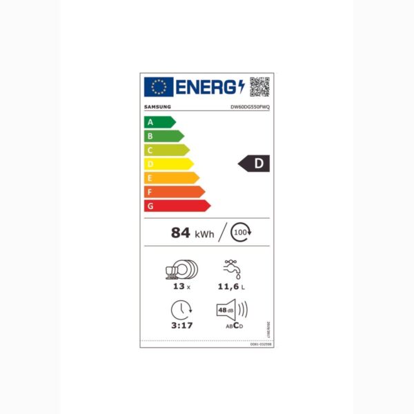 Samsung DW60DG550FWQTR 5 Programlı Bulaşık Makinesi, D Enerji Sınıfı
