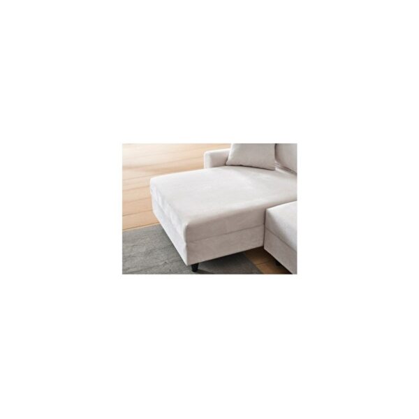 Corner Flavia Modern Köşe Takımı Ekru Kadife Malzeme Orta Sert Oturum 230 cm Genişlik