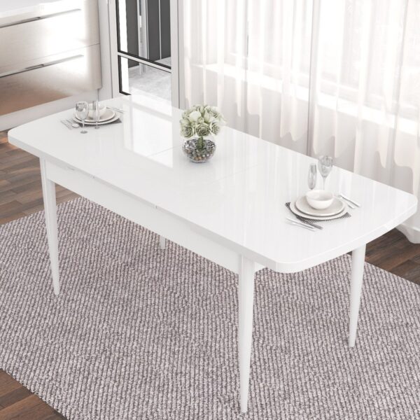 Concept Noa Serisi, 80X132 Açılabilir Mdf Masa, Beyaz Mutfak Masa Takımı, 4 Sandalye