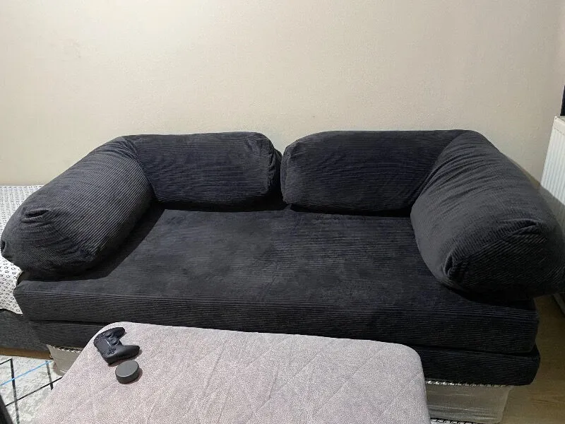 MONAMI Dechome Meganest Modern Fitilli Kadife Kanepe| Yatak Olabilen, Dayanıklı Orta Sert Sünger, Yıkanabilir Kılıf