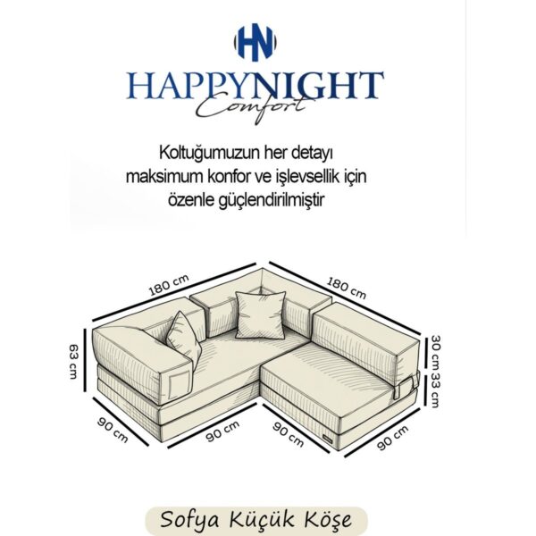 Happy Night Sofya Küçük Köşe | Aktivite Koltuğu | Oyun Koltuğu | Sünger Koltuk | Sinema Koltuğu. 180X180 cm